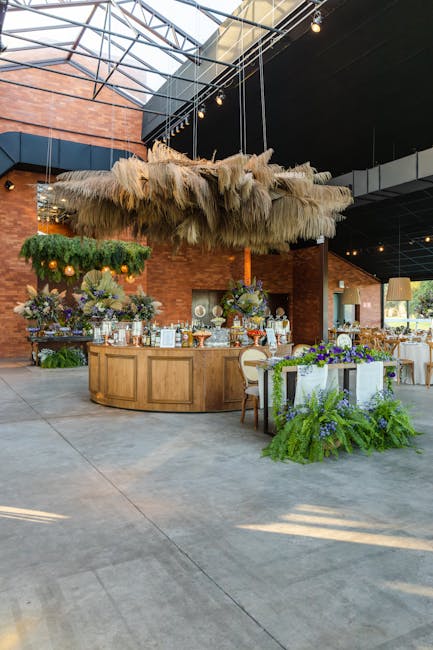 Luxurious venue interior with elegant lighting and modern architecture
